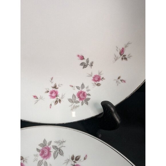 Noritake 6512 Garnet Rose Platinum Trim 7 1/4 Inch Bowl Set of 4 - Picture 3 of 10